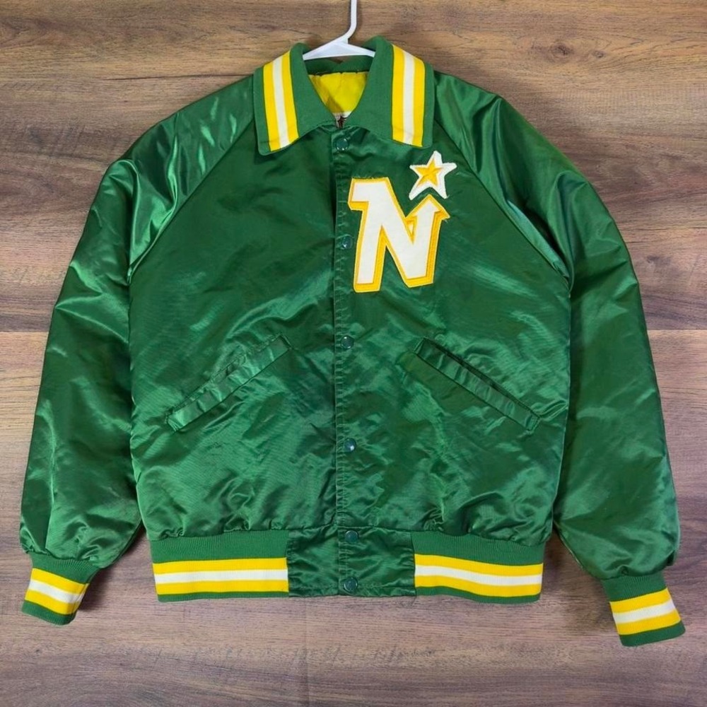 Minnesota North Stars‎ Starter Satin Jacket Mens M 1970s NHL Insulated Green
